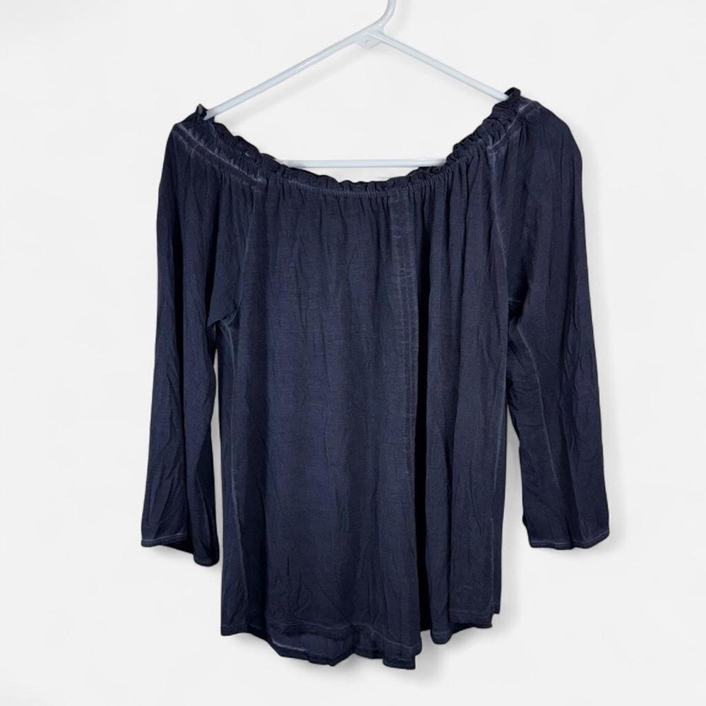 Crosby Faded Black Off-Shoulder Boho Blouse | Flowy Long Sleeve Top